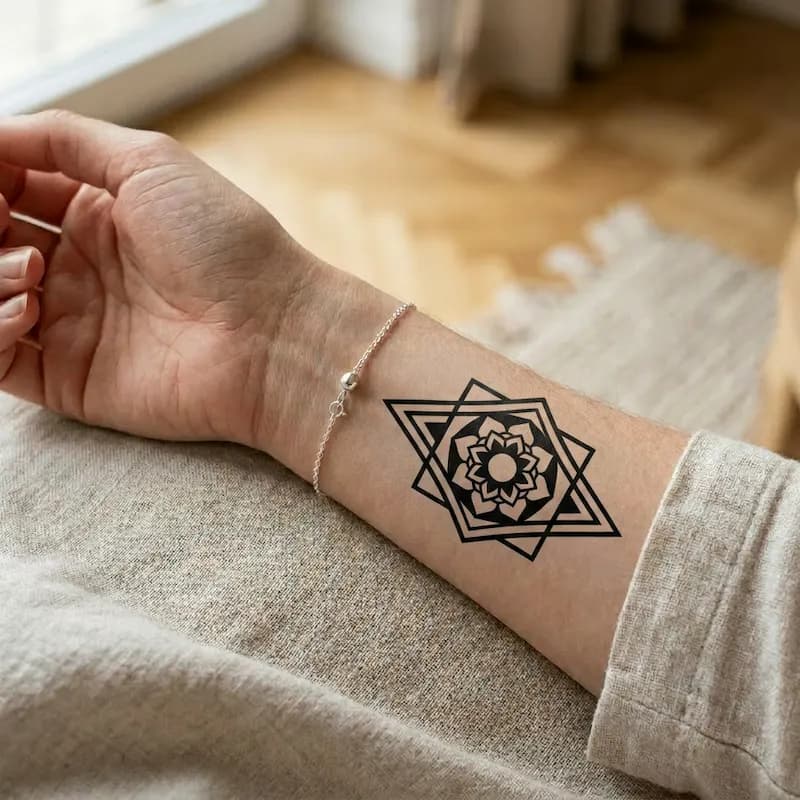 Un tatouage dans le style Géométrique