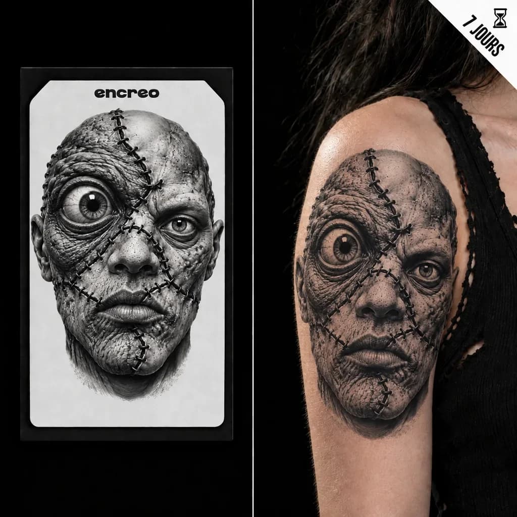 VISAGE ZOMBIE RECOUSU - TATOUAGE TEMPORAIRE