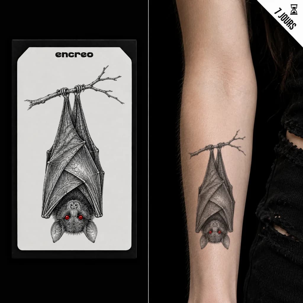 CHAUVE-SOURIS SUSPENDUE - TATOUAGE TEMPORAIRE