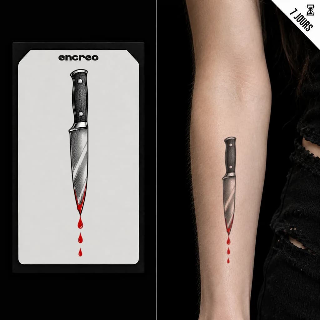COUTEAU ENSANGLANTÉ - TATOUAGE TEMPORAIRE