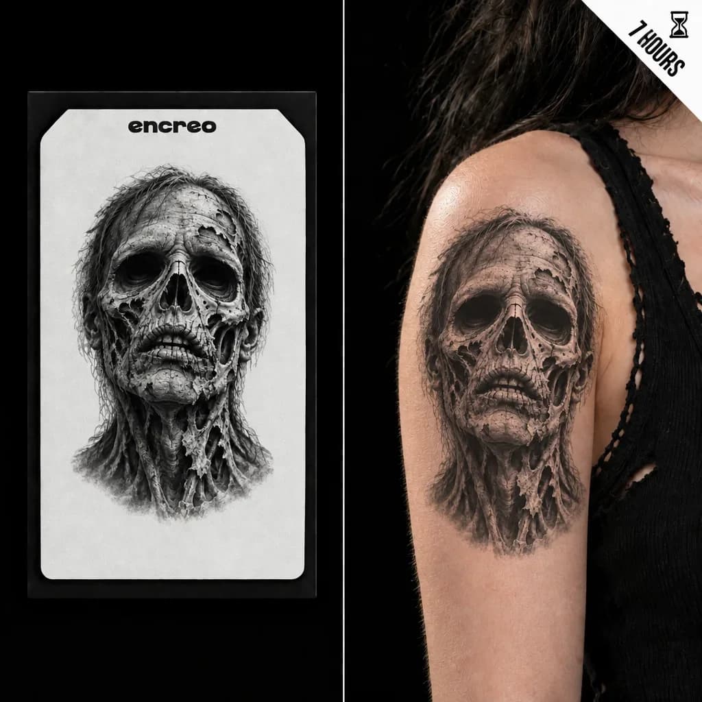 VISAGE ZOMBIE DÉCOMPOSÉ - TATOUAGE TEMPORAIRE — visuel 1