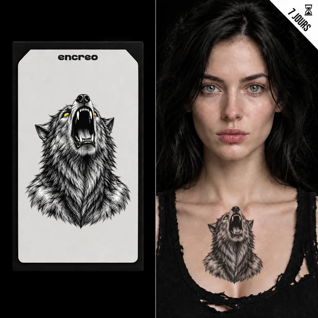 TÊTE DE LOUP-GAROU - TATOUAGE TEMPORAIRE — visuel 1