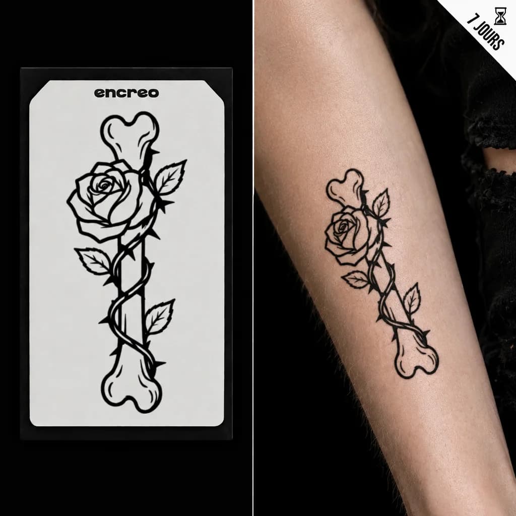 OS ROSE ET ÉPINES - TATOUAGE TEMPORAIRE