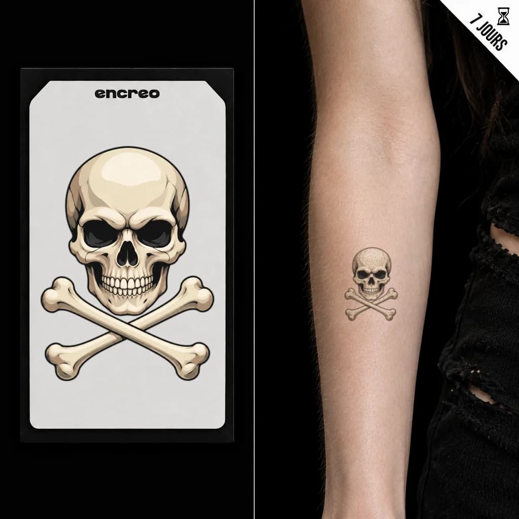 CRÂNE TIBIAS CROISÉS - TATOUAGE TEMPORAIRE