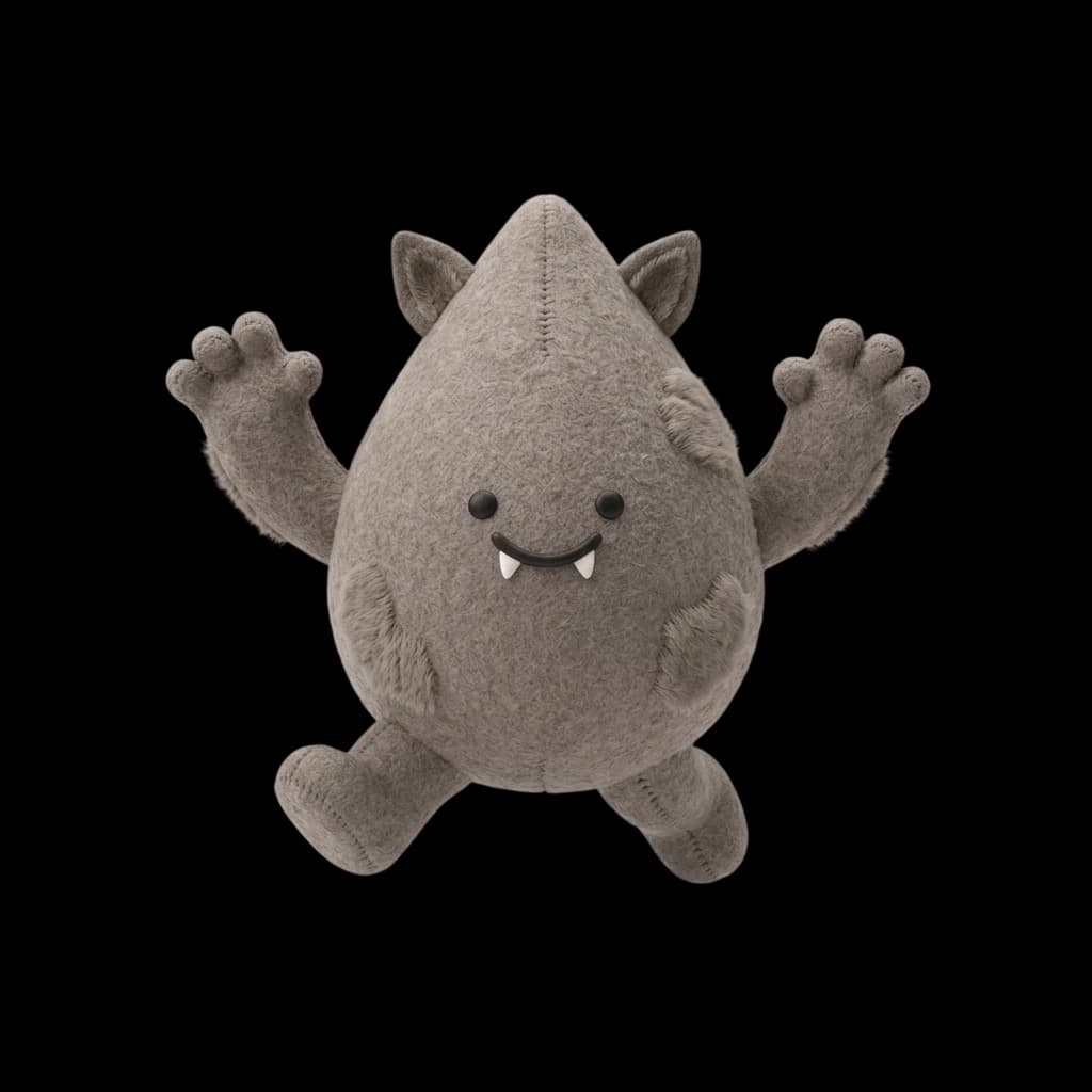 La mascotte Encreo déguisée en vampire, qui fait coucou